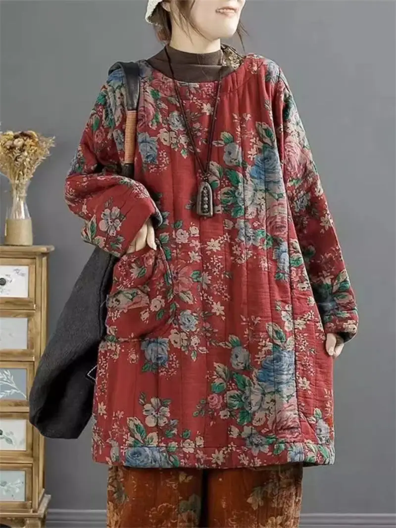 Ethnic Style Retro Northeast Large Flower Printed Cotton Jacket Retro Women's Loose Warm Mid Length Quilted Pullover Coat z4880
Ethnic Style Retro Northeast Large Flower Printed Cotton Jacket Retro Women's Loose Warm Mid Length Quilted Pullover Coat z4880