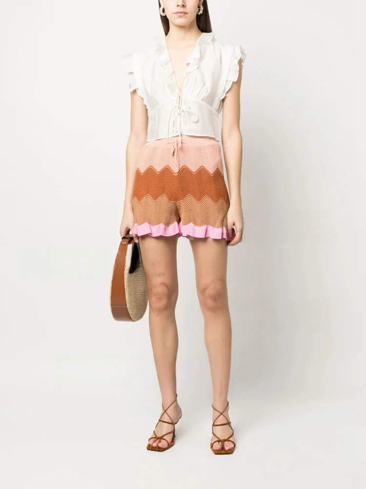 S Home Summer 2023 Women's Knitted Casual Ruffle ort Pants High Waist Straight Leg Casual Trousers Faionable Ele
S Home Summer 2023 Women's Knitted Casual Ruffle ort Pants High Waist Straight Leg Casual Trousers Faionable Ele