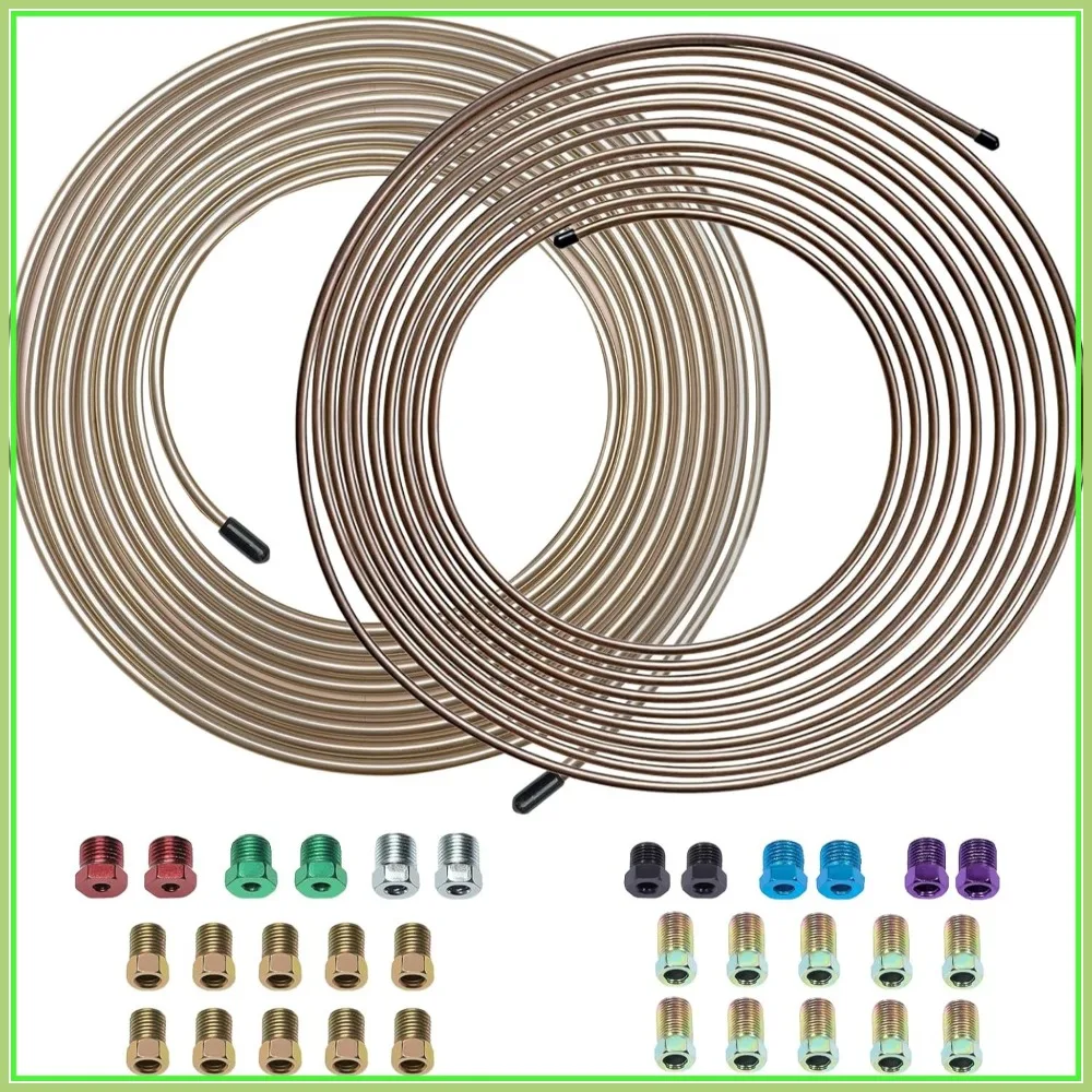 25 ft 3/16 & 1/4 Copper-Nickel Brake Line Kit with 32 Fittings, Easy Bend, Rust Proof
25 ft 3/16 & 1/4 Copper-Nickel Brake Line Kit with 32 Fittings, Easy Bend, Rust Proof