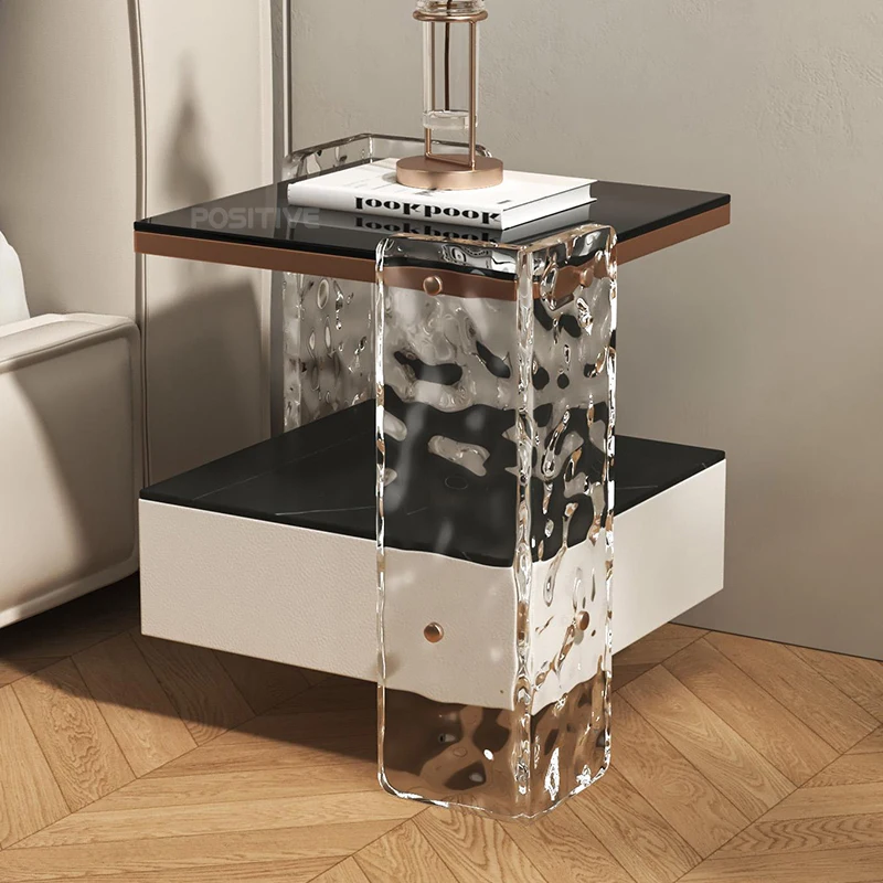 Luminous acrylic foot bedside table Simple bedroom tempered glass surface Square bedside table
Luminous acrylic foot bedside table Simple bedroom tempered glass surface Square bedside table