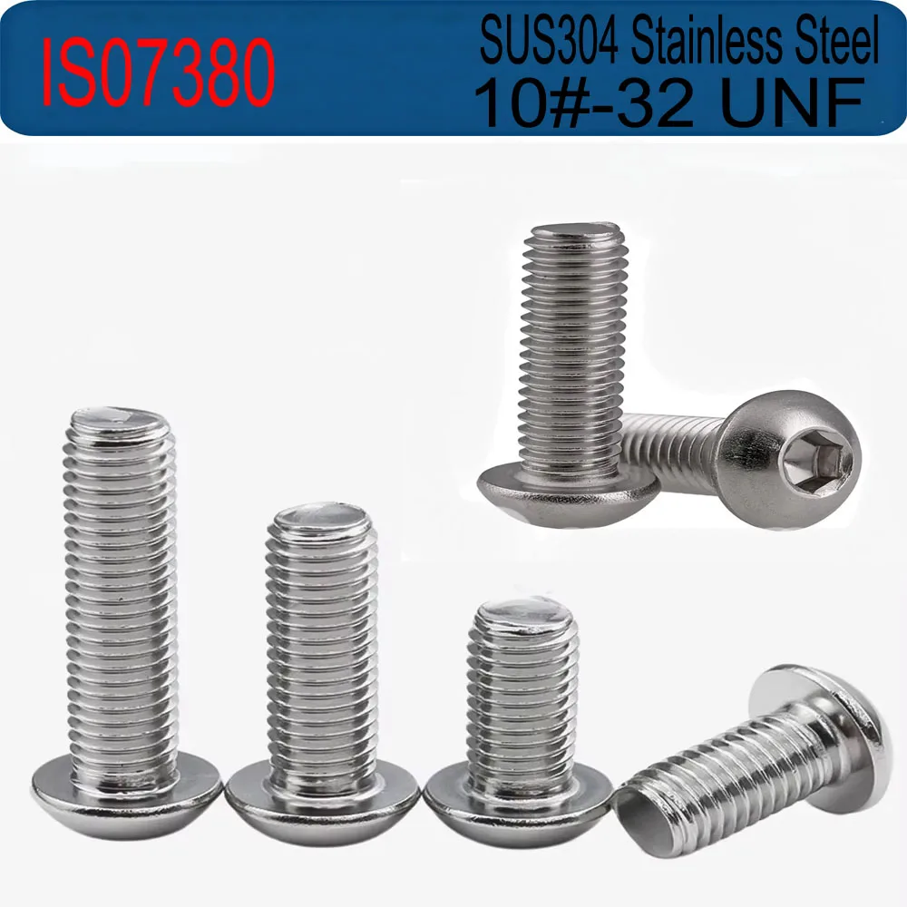 ISO7380 10#-32 UNF SUS304 Stainless Steel Hex Socket Button Round Head Screws Allen Key Bolt
ISO7380 10#-32 UNF SUS304 Stainless Steel Hex Socket Button Round Head Screws Allen Key Bolt
