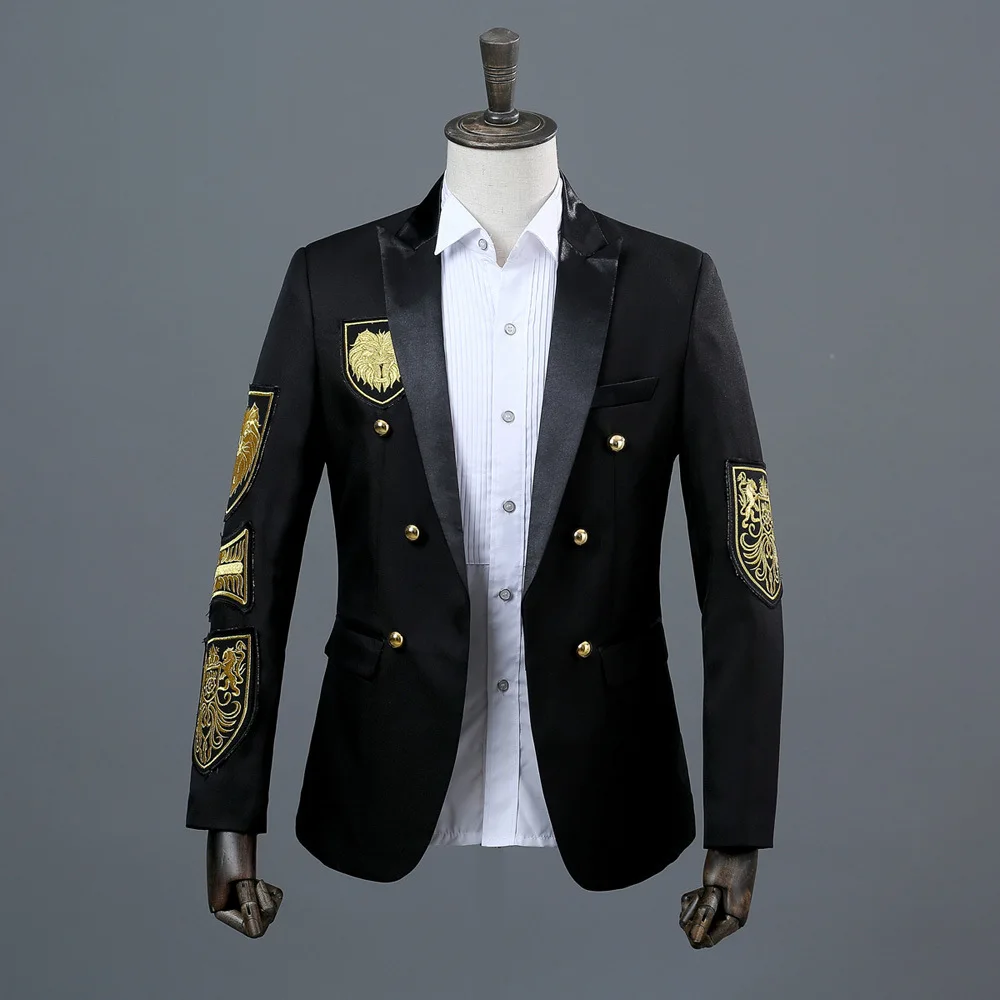 Fashion Men's Blazer Dress Double Breasted Groom Wedding Suit Korean Gold Embroidery Blazer Men Americanas Para Hombre De Vestir
Fashion Men's Blazer Dress Double Breasted Groom Wedding Suit Korean Gold Embroidery Blazer Men Americanas Para Hombre De Vestir