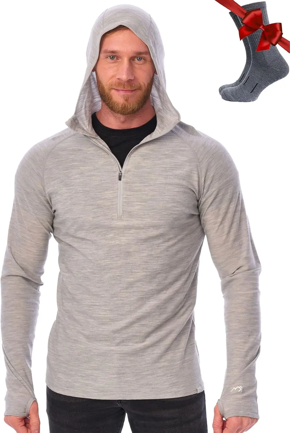 Slim Fit Merino Wool Hoodie for Men - Half Zip Thermal Base Layer with Long Sleeves and Socks
Slim Fit Merino Wool Hoodie for Men - Half Zip Thermal Base Layer with Long Sleeves and Socks