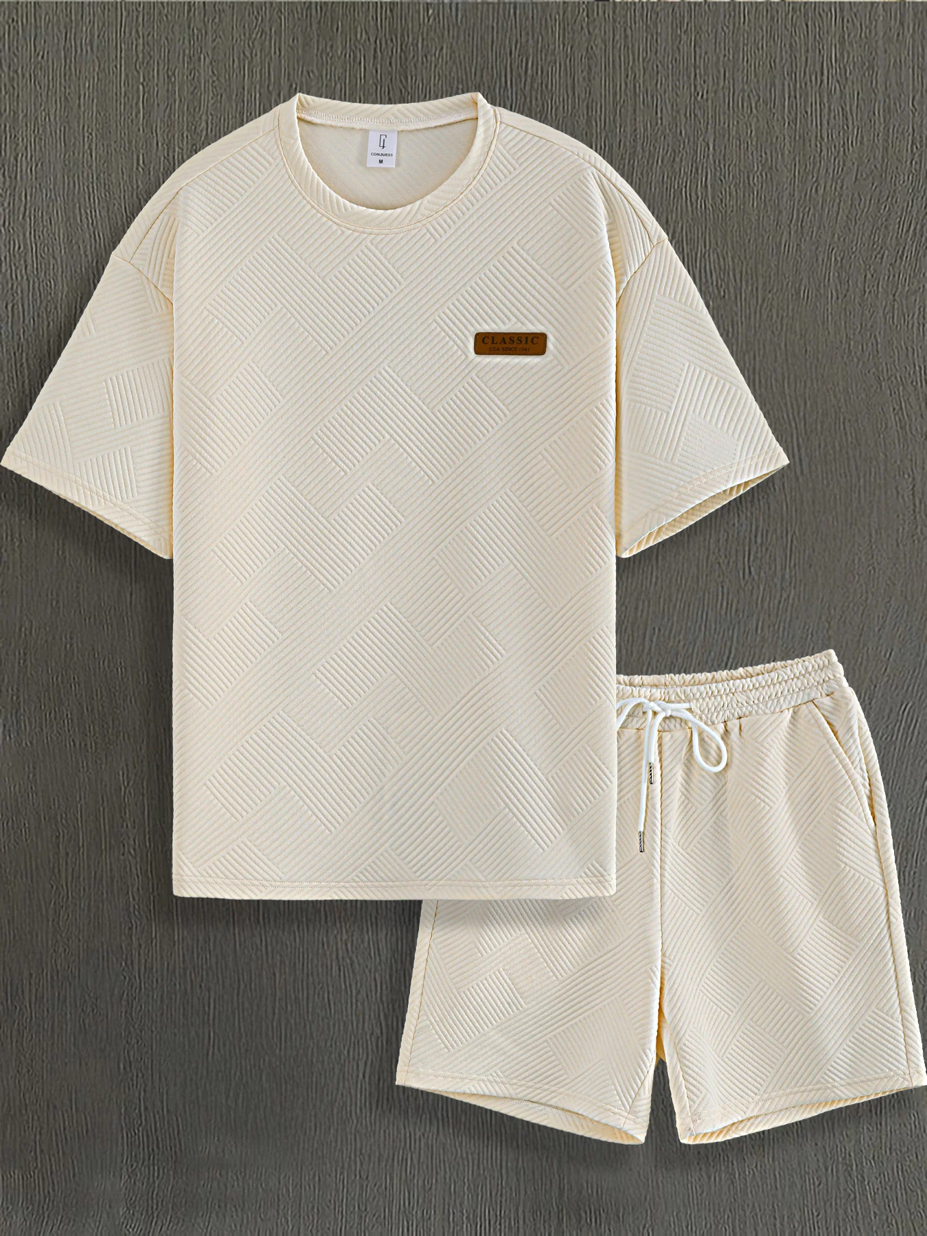 Men's Minimalist Solid Casual Set Summer Diagonal Texture Crew Neck Tee & Elastic Waist Shorts 2 Piece
Men's Minimalist Solid Casual Set Summer Diagonal Texture Crew Neck Tee & Elastic Waist Shorts 2 Piece