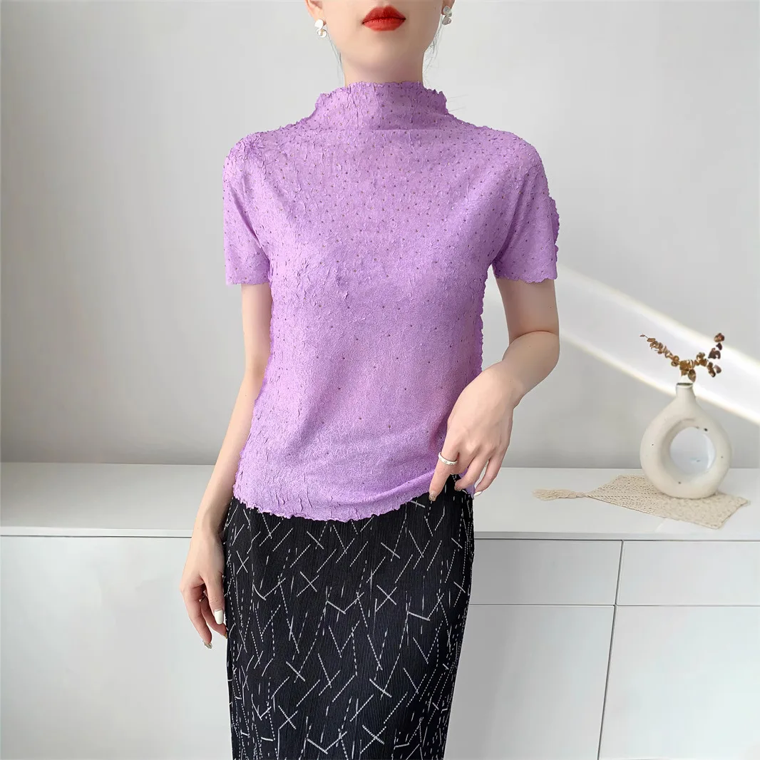 Miyake Style Pleated Art High-end Flash Ironing Top Elegant Pleated Short-sleeved T-shirt New Pullover High-neck
Miyake Style Pleated Art High-end Flash Ironing Top Elegant Pleated Short-sleeved T-shirt New Pullover High-neck