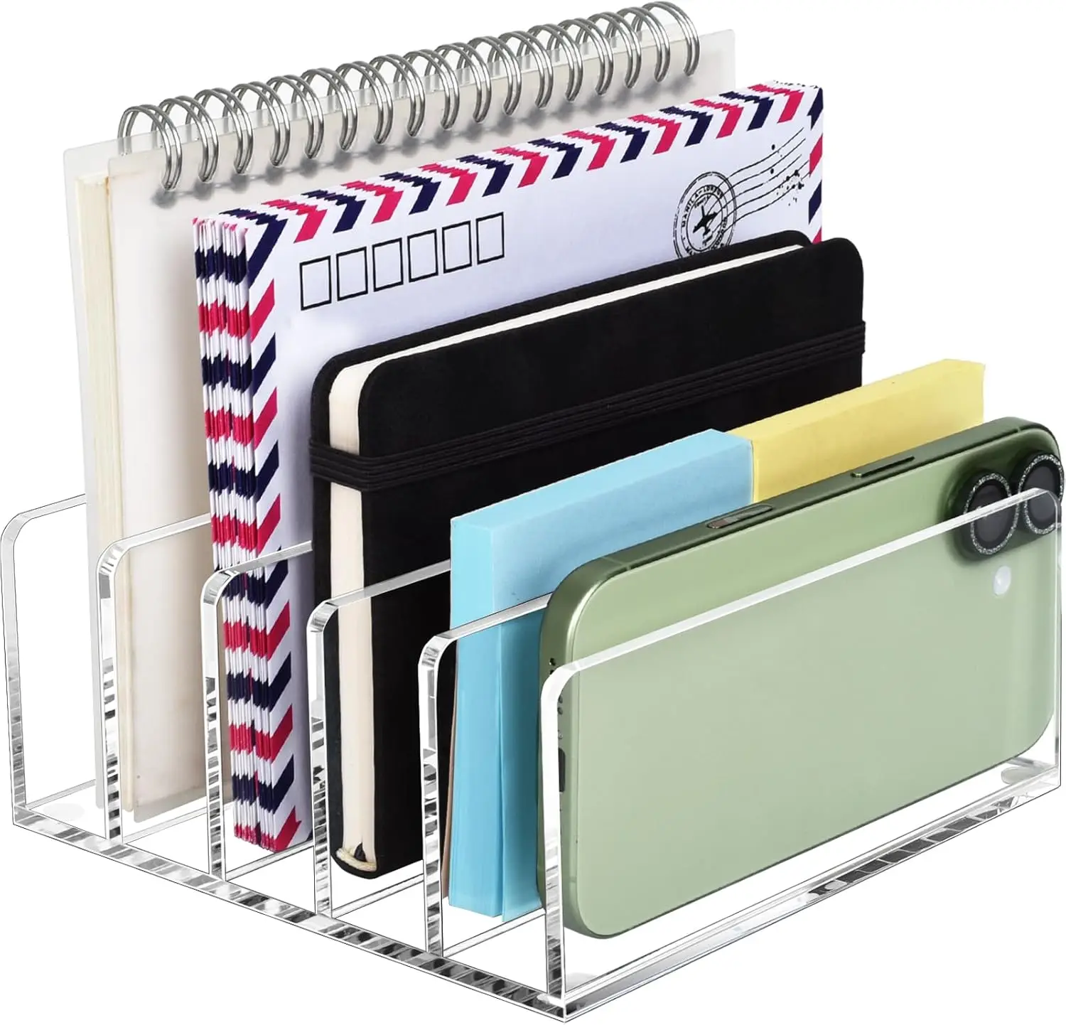 5-Compartment Acrylic Mail Holder, Clear Desk Organizer for Letters, Documents, Folders, Modern Office Home, 6x5.8x2.5 in
5-Compartment Acrylic Mail Holder, Clear Desk Organizer for Letters, Documents, Folders, Modern Office Home, 6x5.8x2.5 in
