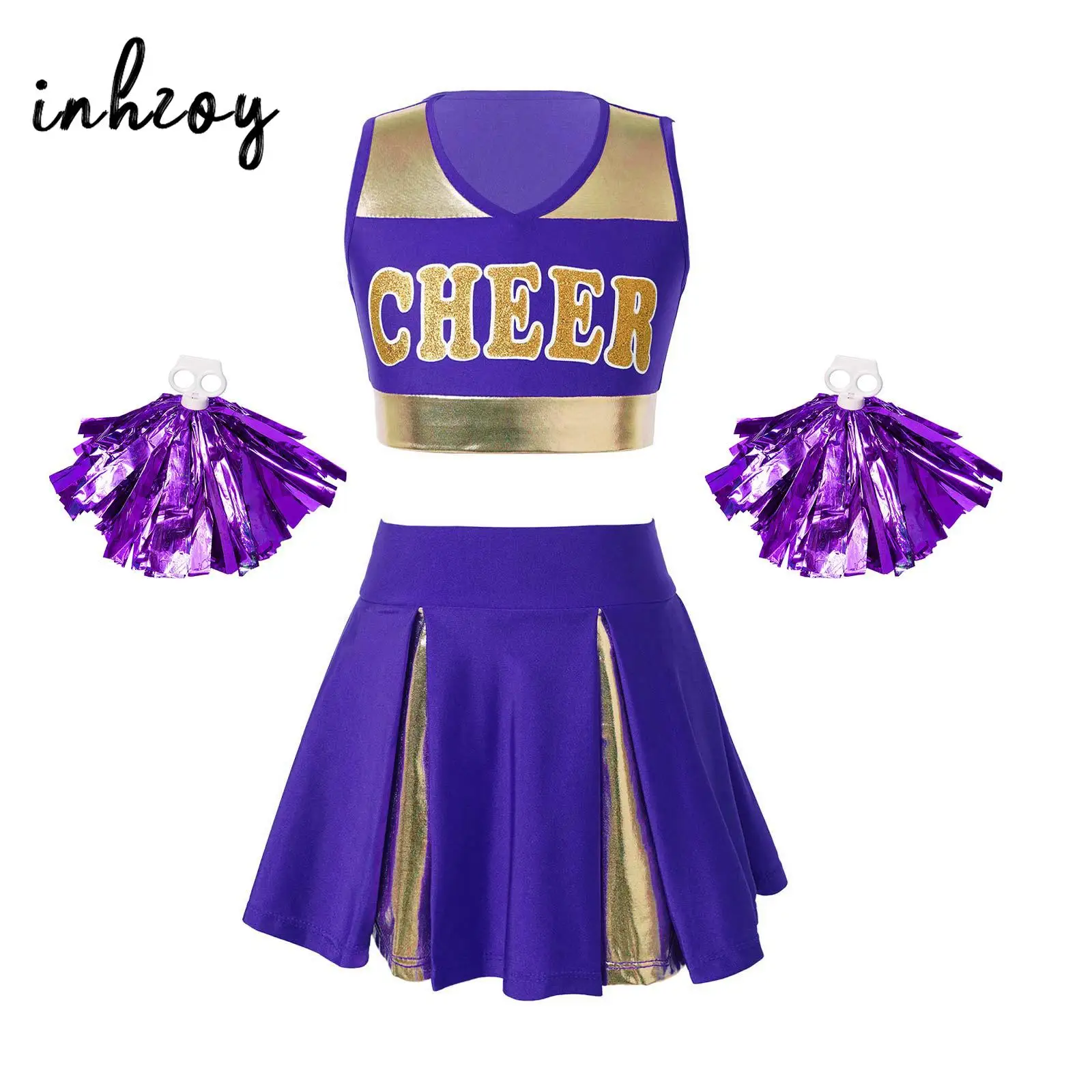 Girls Cosplay Cheer Leader Costume Schoolgirls Cheerleading Uniform Dance Outfits Crop Tank Tops with Pleated Mini Skirt Set
Girls Cosplay Cheer Leader Costume Schoolgirls Cheerleading Uniform Dance Outfits Crop Tank Tops with Pleated Mini Skirt Set