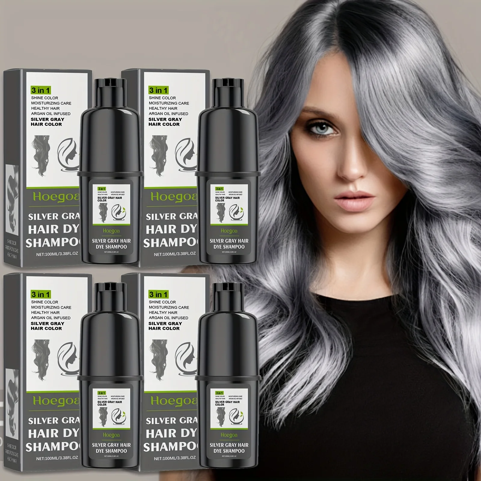 4pcs Silvery-Gray Hair Dye Shampoo - Cleans & Hydrates, Long-Lasting Color for All Hair Types, Daily Hair Care
4pcs Silvery-Gray Hair Dye Shampoo - Cleans & Hydrates, Long-Lasting Color for All Hair Types, Daily Hair Care