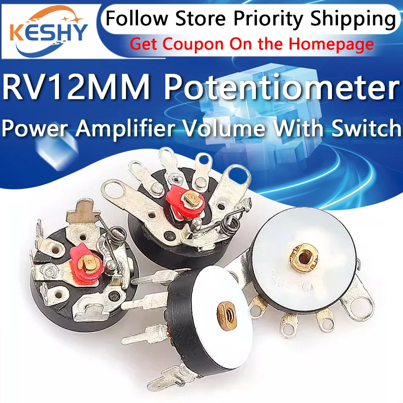 5PCS RV12MM Straight Angle Radio Potentiometer RV12MM B10K B103 B503 B50K Power Amplifier Volume Potentiometer With Switch New
5PCS RV12MM Straight Angle Radio Potentiometer RV12MM B10K B103 B503 B50K Power Amplifier Volume Potentiometer With Switch New