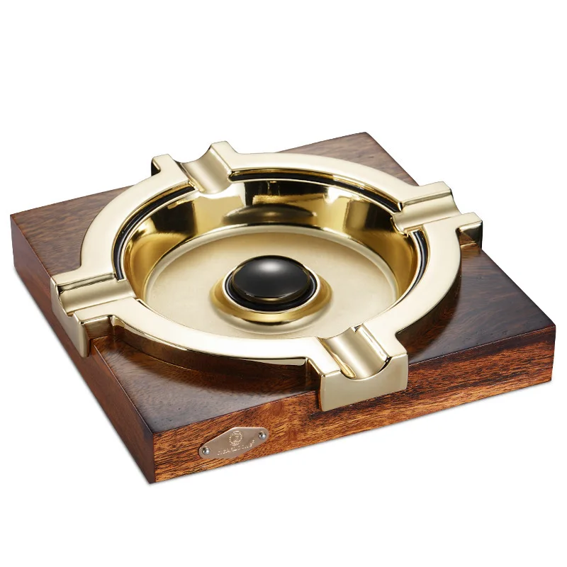 Artisanal Cigar Ashtray | Gold-Toned Steel Inserts in Merbau Wood | Statement Decor Piece
Artisanal Cigar Ashtray | Gold-Toned Steel Inserts in Merbau Wood | Statement Decor Piece