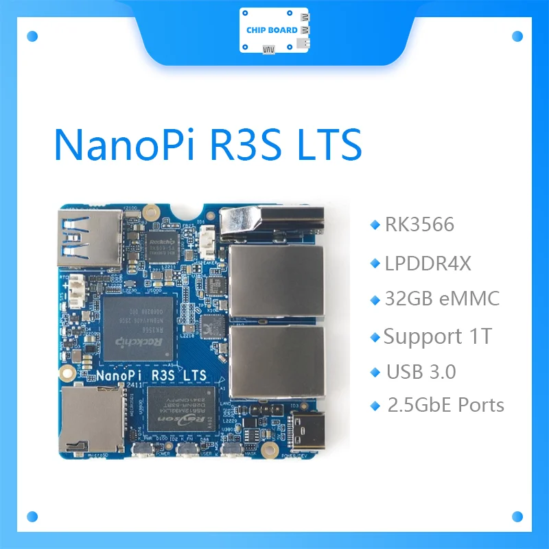 NanoPi R3S LTS Advanced RK3566 Mini Computer with Dual 2.5GbE Ports 32GB eMMC CNC Aluminum Case Linux IoT Router
NanoPi R3S LTS Advanced RK3566 Mini Computer with Dual 2.5GbE Ports 32GB eMMC CNC Aluminum Case Linux IoT Router