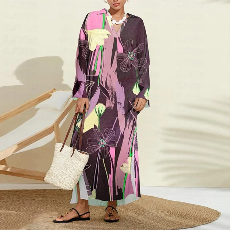Vintage Floral Print Bohemian Long Dress Women 2024 Spring Elegant V Neck Split Party Dress Autumn Long Sleeve Loose Maxi Dress
Vintage Floral Print Bohemian Long Dress Women 2024 Spring Elegant V Neck Split Party Dress Autumn Long Sleeve Loose Maxi Dress