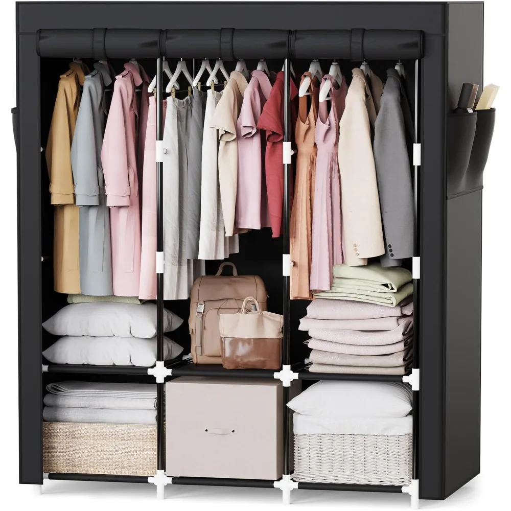 Portable Closet, Wardrobe Closet Organizer with Cover, 3 Hanging Rods and Shelves,Large Capacity for Bedroom, Living Room, Blac 
Portable Closet, Wardrobe Closet Organizer with Cover, 3 Hanging Rods and Shelves,Large Capacity for Bedroom, Living Room, Blac