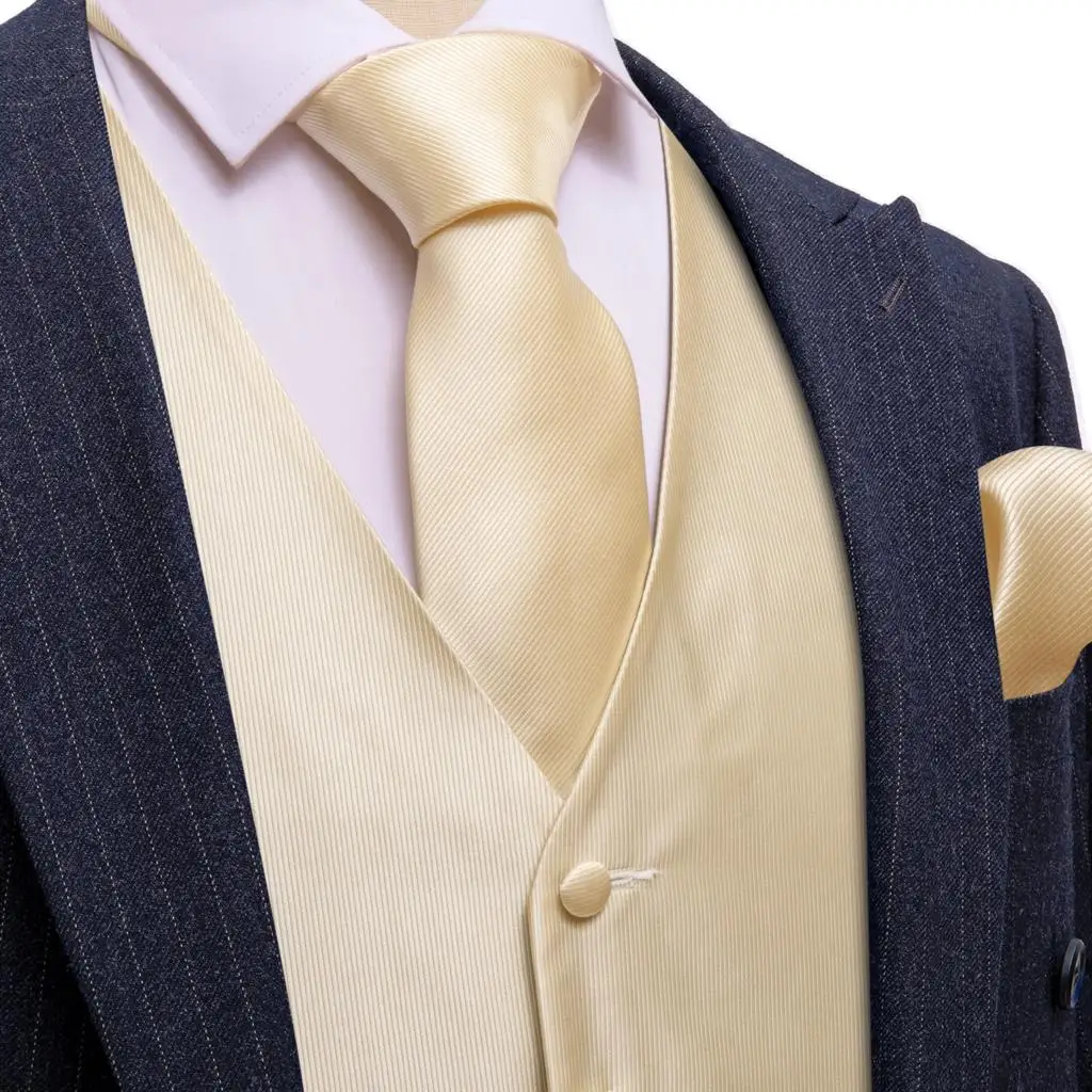 Luxury Formal Vest for Men Waistcoat Tie Set Gold Yellow Beige Solid Dress Suit Wedding Sleeveless Male Gilet Barry Wang
Luxury Formal Vest for Men Waistcoat Tie Set Gold Yellow Beige Solid Dress Suit Wedding Sleeveless Male Gilet Barry Wang
