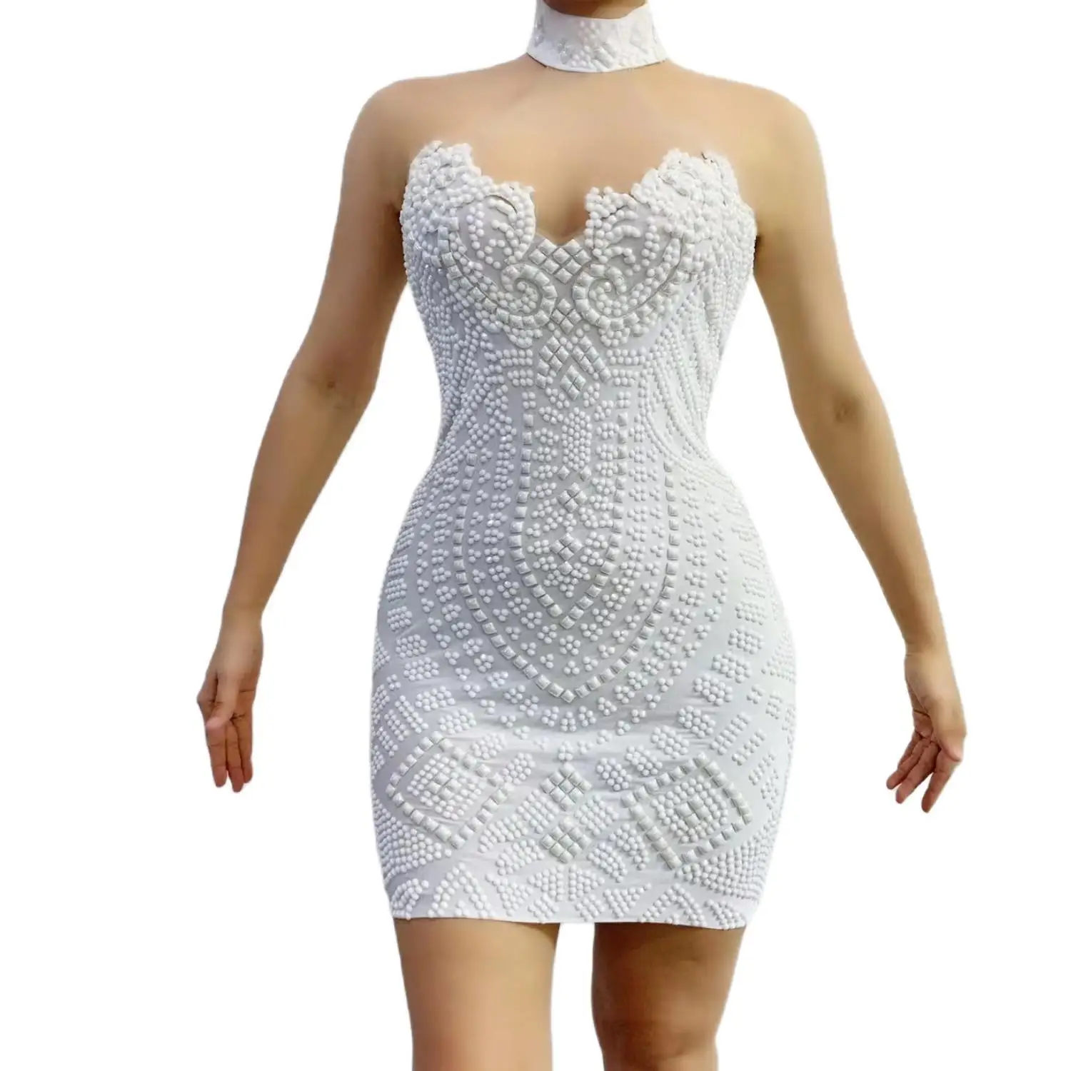 Baitao Womens Luxury White Pearl Embellished Sheer Mesh Halter Neck Bodycon Mini Dress Formal Evening Party Prom Cocktail Gown
Baitao Womens Luxury White Pearl Embellished Sheer Mesh Halter Neck Bodycon Mini Dress Formal Evening Party Prom Cocktail Gown