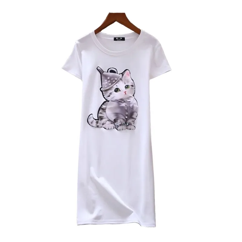 Summer New Mid-length T-shirt Women Sequin Cat Print Short-sleeve Slim-fit Stretch O Neck Cotton Tees Tops White Y2k Clothes
Summer New Mid-length T-shirt Women Sequin Cat Print Short-sleeve Slim-fit Stretch O Neck Cotton Tees Tops White Y2k Clothes
