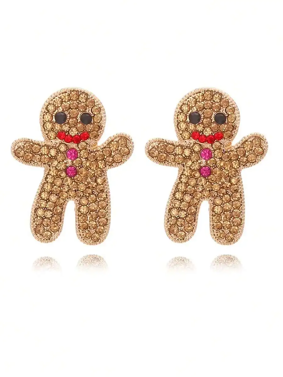 1 Pair Of Cute Full Rhinestone Christmas Gingerbread Man Earrings Sweet Elegant Alloy Rhinestone Christmas Stud Earrings Girl
1 Pair Of Cute Full Rhinestone Christmas Gingerbread Man Earrings Sweet Elegant Alloy Rhinestone Christmas Stud Earrings Girl