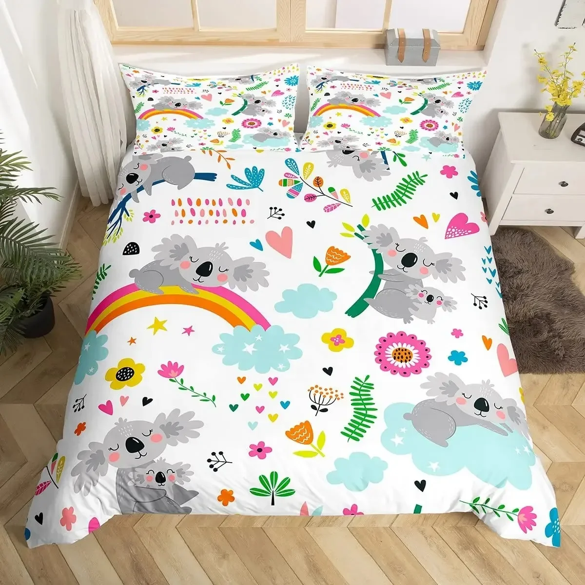 Koala Duvet Cover Set Children Cute Animal Print Bedding Set,Boys Girls Rainbow Butterfly Comforter Cover Floral Flowers Bed Set
Koala Duvet Cover Set Children Cute Animal Print Bedding Set,Boys Girls Rainbow Butterfly Comforter Cover Floral Flowers Bed Set