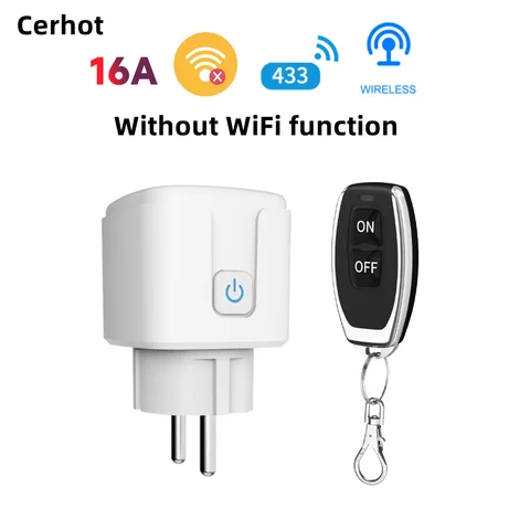 Cerhot EU 16A RF433 Socket Wireless Remote Control Switch Power Plug Button On/Off Outlet Set for Lamps and Household Applianc