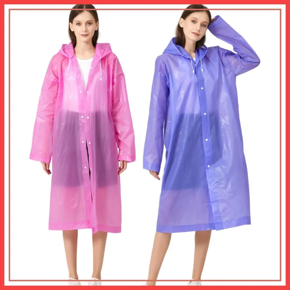 Reusable EVA Raincoats for Adults (2-5 Pack), Hooded Waterproof Rain Ponchos
Reusable EVA Raincoats for Adults (2-5 Pack), Hooded Waterproof Rain Ponchos