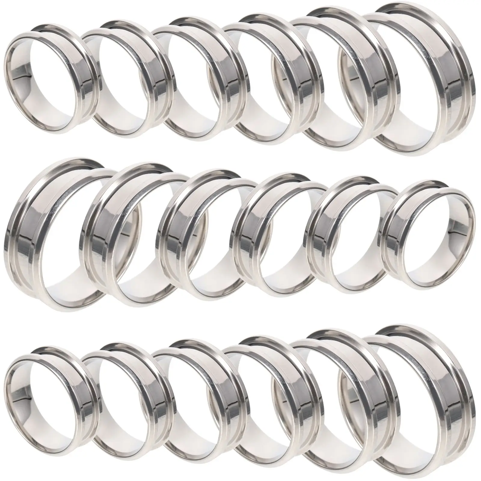 18 Pcs Steel Rings 8mm Smooth Grooved Silver Sizes 7-12 Durable Engraving Ring Blanks Plain Finger Ring Metal Jewelry
18 Pcs Steel Rings 8mm Smooth Grooved Silver Sizes 7-12 Durable Engraving Ring Blanks Plain Finger Ring Metal Jewelry