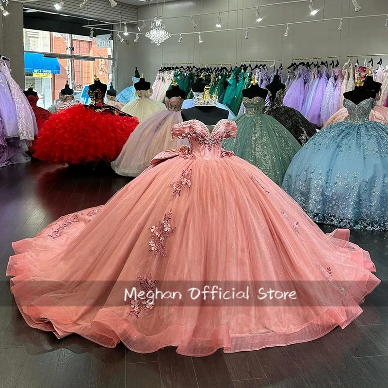 Attractive Off-the-shoulder Quinceanera Dresses for Women Appliques Bow Court Train Draped Vestido De 15 Customized
Attractive Off-the-shoulder Quinceanera Dresses for Women Appliques Bow Court Train Draped Vestido De 15 Customized