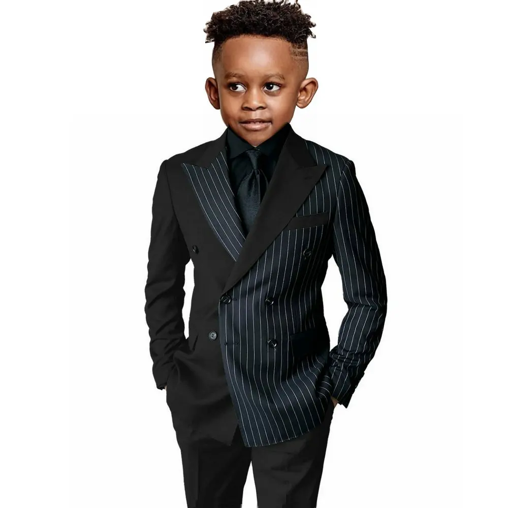 Black Striped Boys Suit Jacket Pants 2 Pieces Wedding Tuxedo Kids Fashion Blazer Set Slim Fit Double Breasted Clothes for Child
Black Striped Boys Suit Jacket Pants 2 Pieces Wedding Tuxedo Kids Fashion Blazer Set Slim Fit Double Breasted Clothes for Child