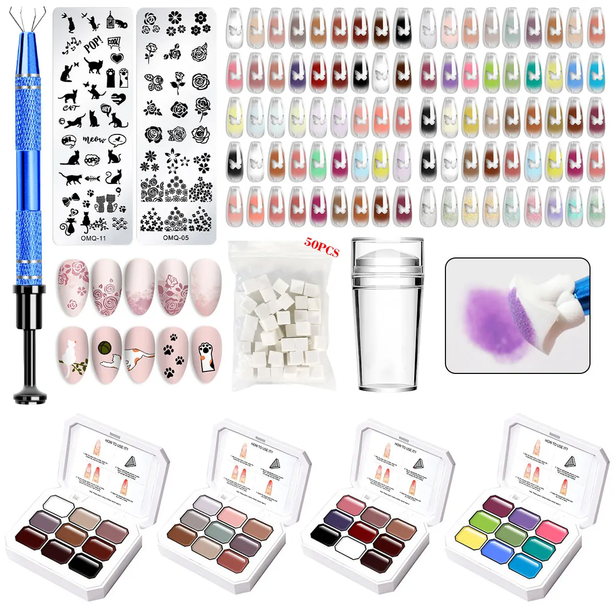 LIMEGIRL Gradient Painting Gel 9 Colors Ombre Gel Nail Polish with 50PCS Nail Sponges and Printing Seal French Manicure Nail Art
LIMEGIRL Gradient Painting Gel 9 Colors Ombre Gel Nail Polish with 50PCS Nail Sponges and Printing Seal French Manicure Nail Art