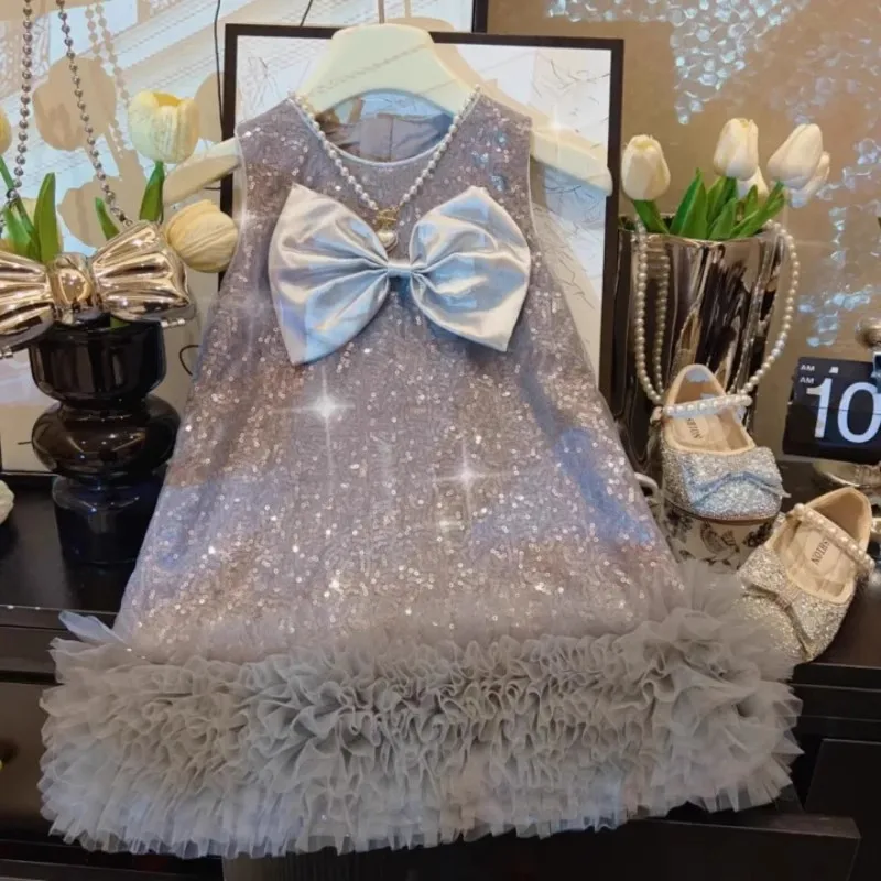 TOY-Girls' Summer Dress New Style Bow Sequin Vest Dress Children's Performance Princess Dress
TOY-Girls' Summer Dress New Style Bow Sequin Vest Dress Children's Performance Princess Dress