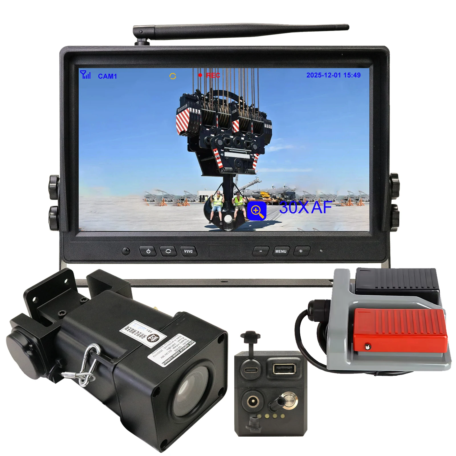 IPoster 10.1 Inch HD DVR IPS 30x Zoom Wireless Crane Tower caravan With Pedal Control Box Backup Reverse
IPoster 10.1 Inch HD DVR IPS 30x Zoom Wireless Crane Tower caravan With Pedal Control Box Backup Reverse