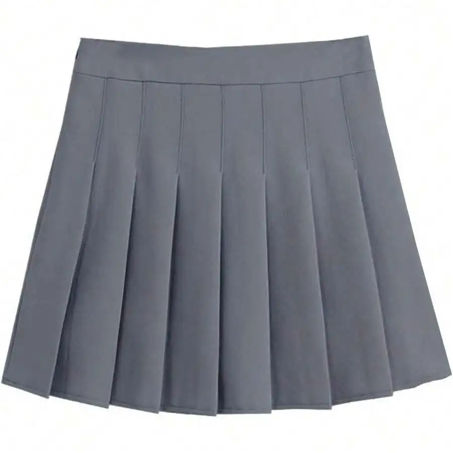 Womens High Waist A-Line Pleated Mini Skirt Solid Color Polyester
Womens High Waist A-Line Pleated Mini Skirt Solid Color Polyester