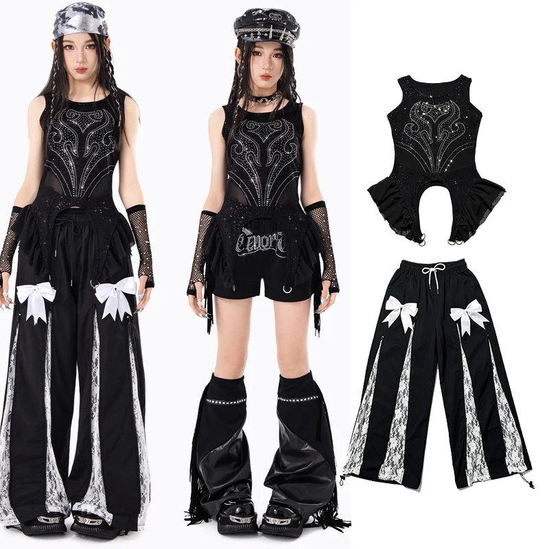 Children Modern Jazz Dance Performance Stage Costumes For Girls Group Black Vest Loose Pants Suit Hip Hop Dance Clothes XH4852
Children Modern Jazz Dance Performance Stage Costumes For Girls Group Black Vest Loose Pants Suit Hip Hop Dance Clothes XH4852