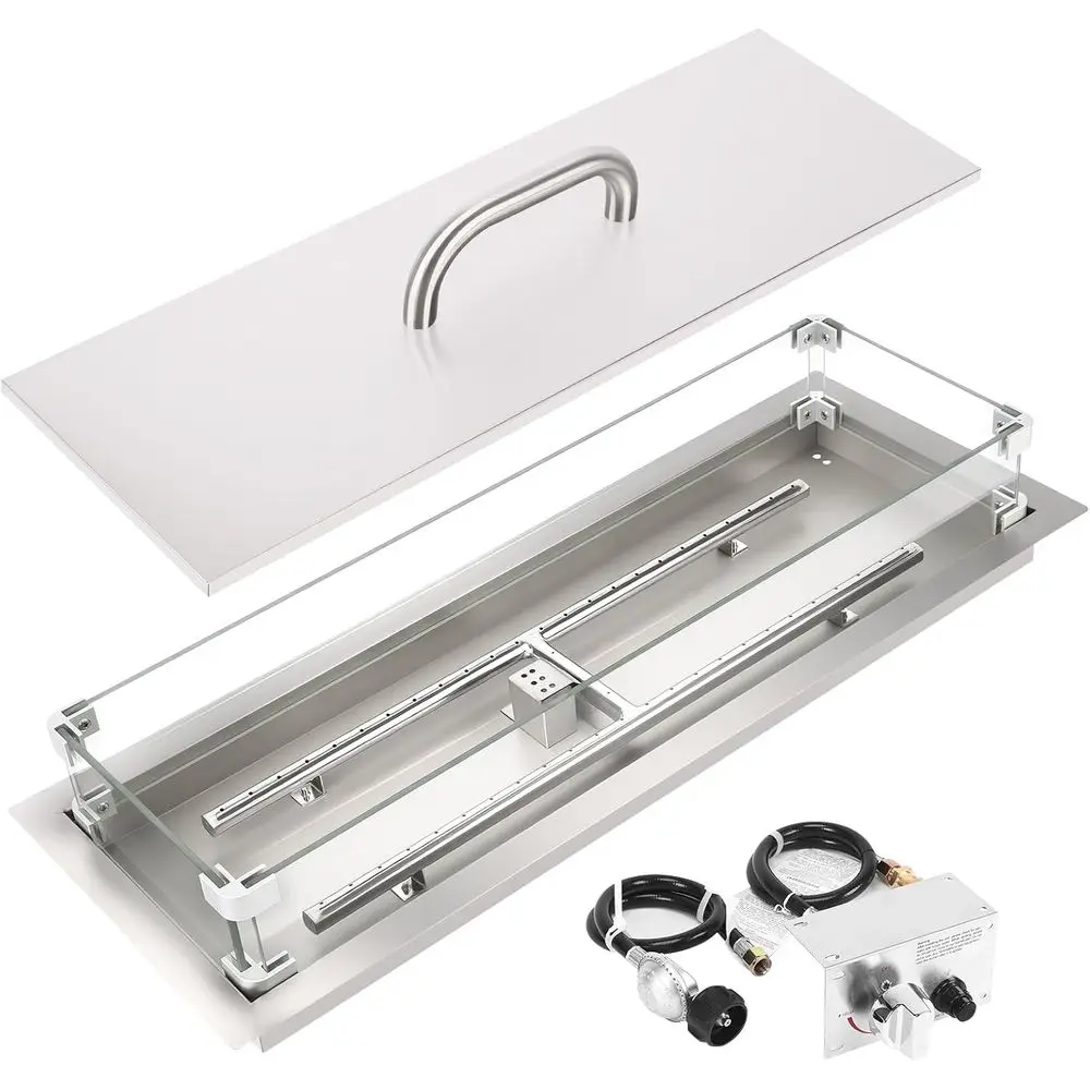 Upgraded 30" x 10" Drop-in ire Pit Kit with Glass Wind Guard & Lid, Linear ire Pit Burner Pan, StainlSteel ire Pit Insert with S
Upgraded 30" x 10" Drop-in ire Pit Kit with Glass Wind Guard & Lid, Linear ire Pit Burner Pan, StainlSteel ire Pit Insert with S