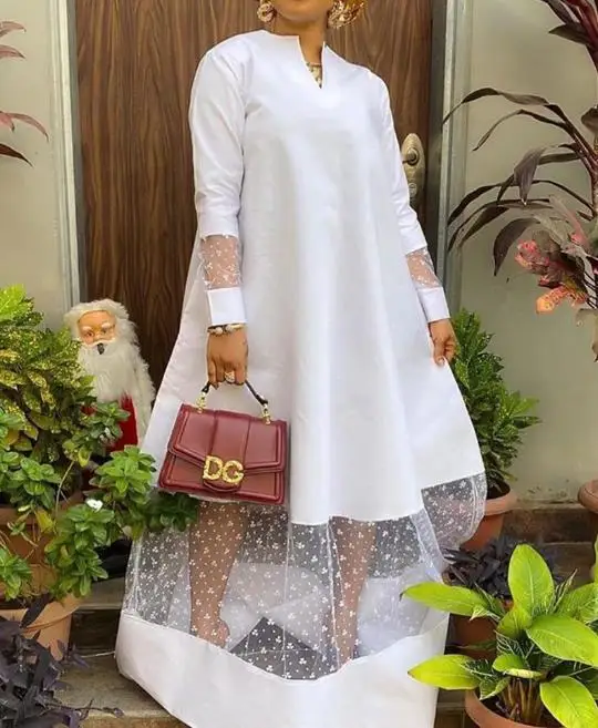 Fashion Hollow Out Long Skirt Large Swing Type V Neck Long Sleeves Loose Fitting Waist Temperament Commuting Elegant Women Dress
Fashion Hollow Out Long Skirt Large Swing Type V Neck Long Sleeves Loose Fitting Waist Temperament Commuting Elegant Women Dress
