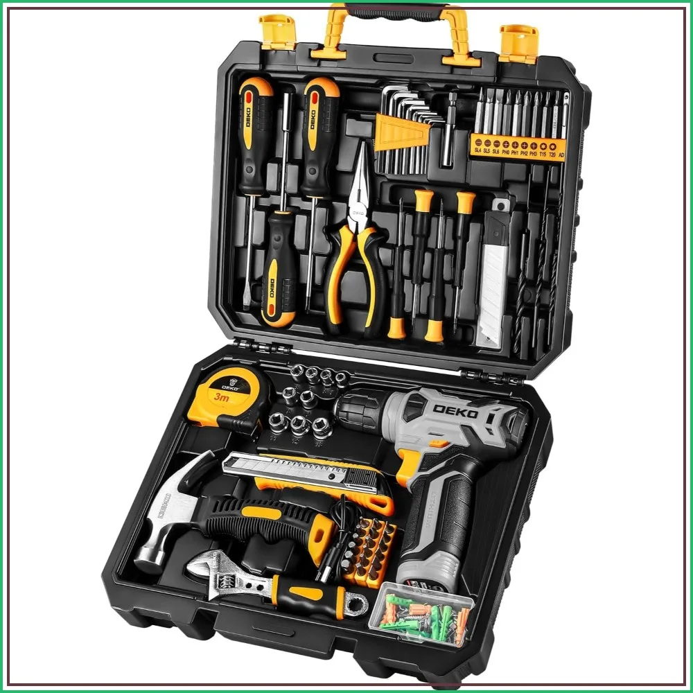 126-Piece Home Tool Kit with 8V Cordless Drill, Hand Drill Set for DIY, House Repair, Handyman, Men & Women
126-Piece Home Tool Kit with 8V Cordless Drill, Hand Drill Set for DIY, House Repair, Handyman, Men & Women