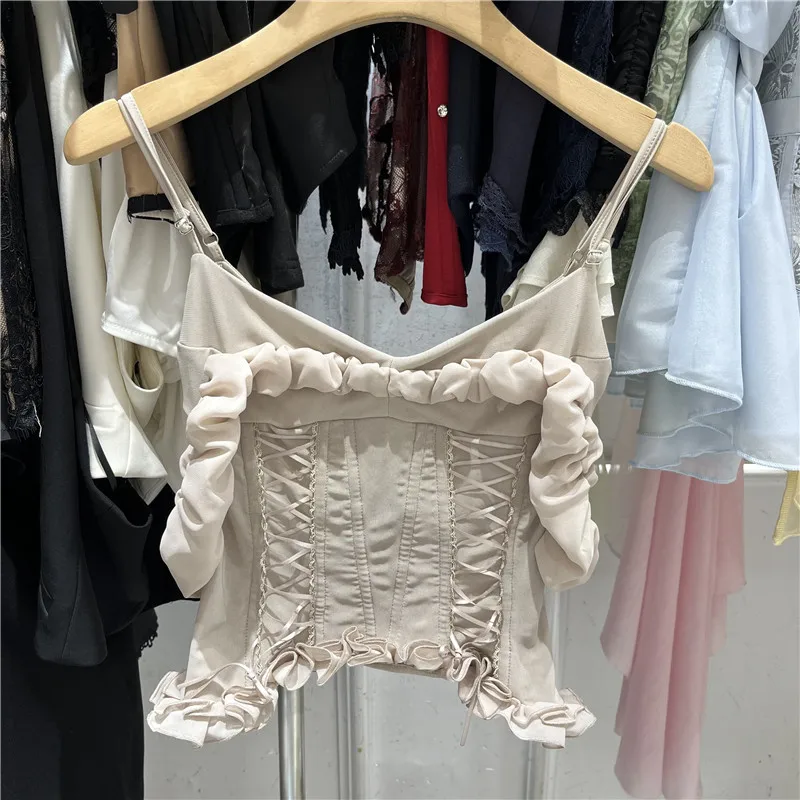 Shoulder Bared Short Tank Top Women's Stylish V-neck Polyester Blend Breathable Summer 2026 Pure Desire Fashion Trend
Shoulder Bared Short Tank Top Women's Stylish V-neck Polyester Blend Breathable Summer 2026 Pure Desire Fashion Trend