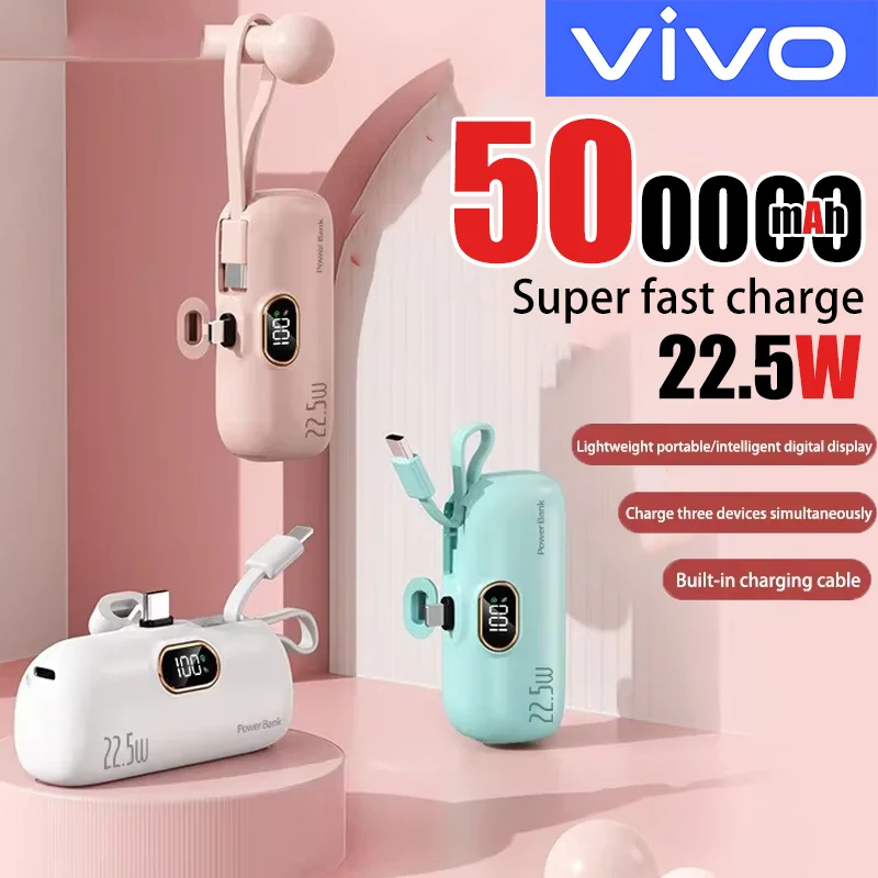 Портативный внешний аккумулятор VIVO Mini Power Bank 500000 мАч с быстрой зарядкой 22.5 Вт, удобный для iPhone и Samsung
Портативный внешний аккумулятор VIVO Mini Power Bank 500000 мАч с быстрой зарядкой 22.5 Вт, удобный для iPhone и Samsung