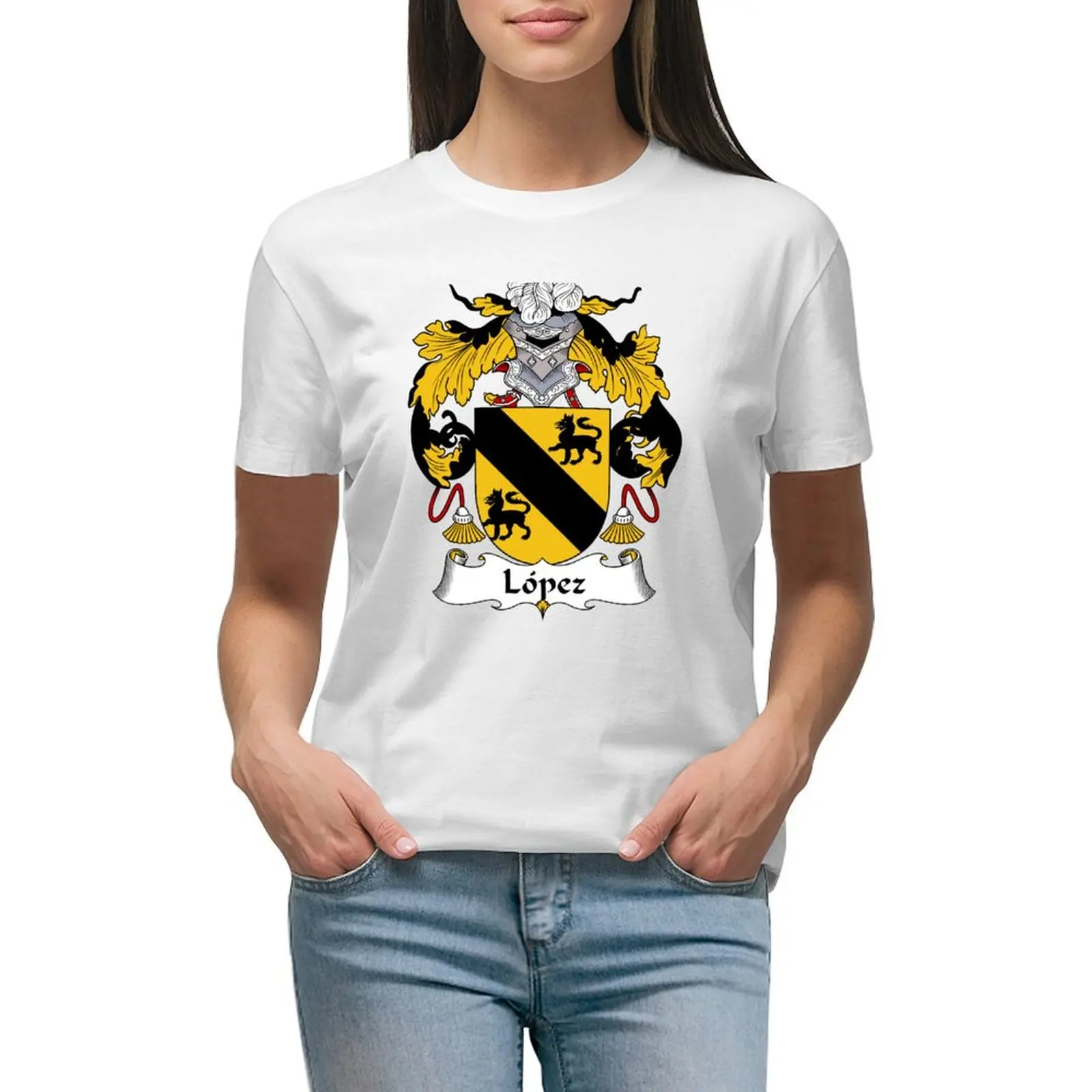 Lopez Coat of Arms/Family Crest T-shirt plus size tops lady clothes t-shirts for Women graphic tees funny
Lopez Coat of Arms/Family Crest T-shirt plus size tops lady clothes t-shirts for Women graphic tees funny