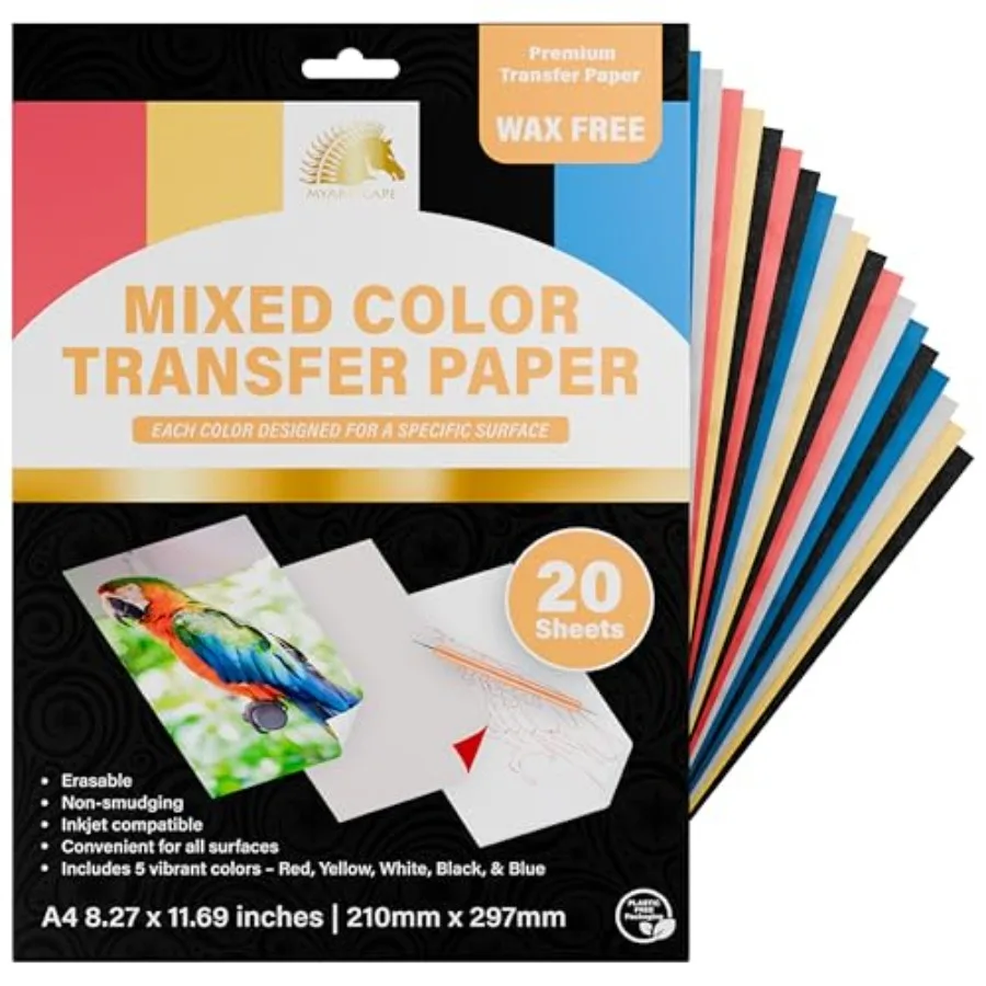 Graphite Transfer Paper, 20 Mixed Sheets - Wax Free - Erasable - Smudge-Free - Ideal for Drawing and Tracing - Premium Arts and
Graphite Transfer Paper, 20 Mixed Sheets - Wax Free - Erasable - Smudge-Free - Ideal for Drawing and Tracing - Premium Arts and