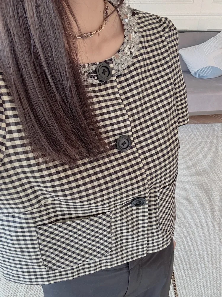 Z 2025 Summer New Sle Silk Cotton Blend Vintage Bla White id Button up irt Women's ort Outerwear Faionable Ladies...
Z 2025 Summer New Sle Silk Cotton Blend Vintage Bla White id Button up irt Women's ort Outerwear Faionable Ladies...