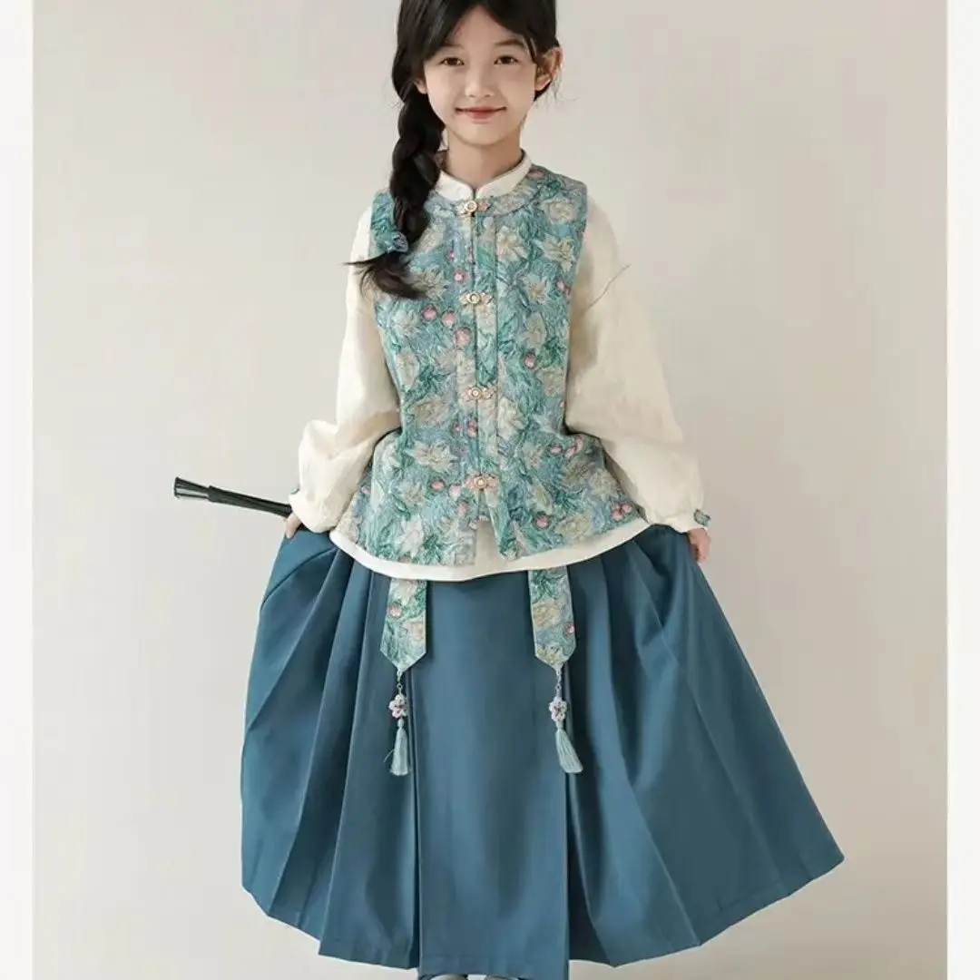 Girls' Retro Chinese Style Vest Horse Face Skirt Set Spring and Autumn New Style Tang Style Western-style
Girls' Retro Chinese Style Vest Horse Face Skirt Set Spring and Autumn New Style Tang Style Western-style
