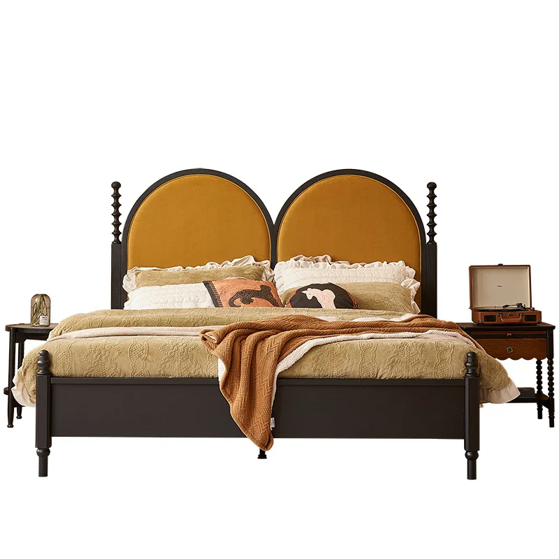 French retro, solid wood cream style, medieval simplicity, modern soft bag premium, double bed
French retro, solid wood cream style, medieval simplicity, modern soft bag premium, double bed
