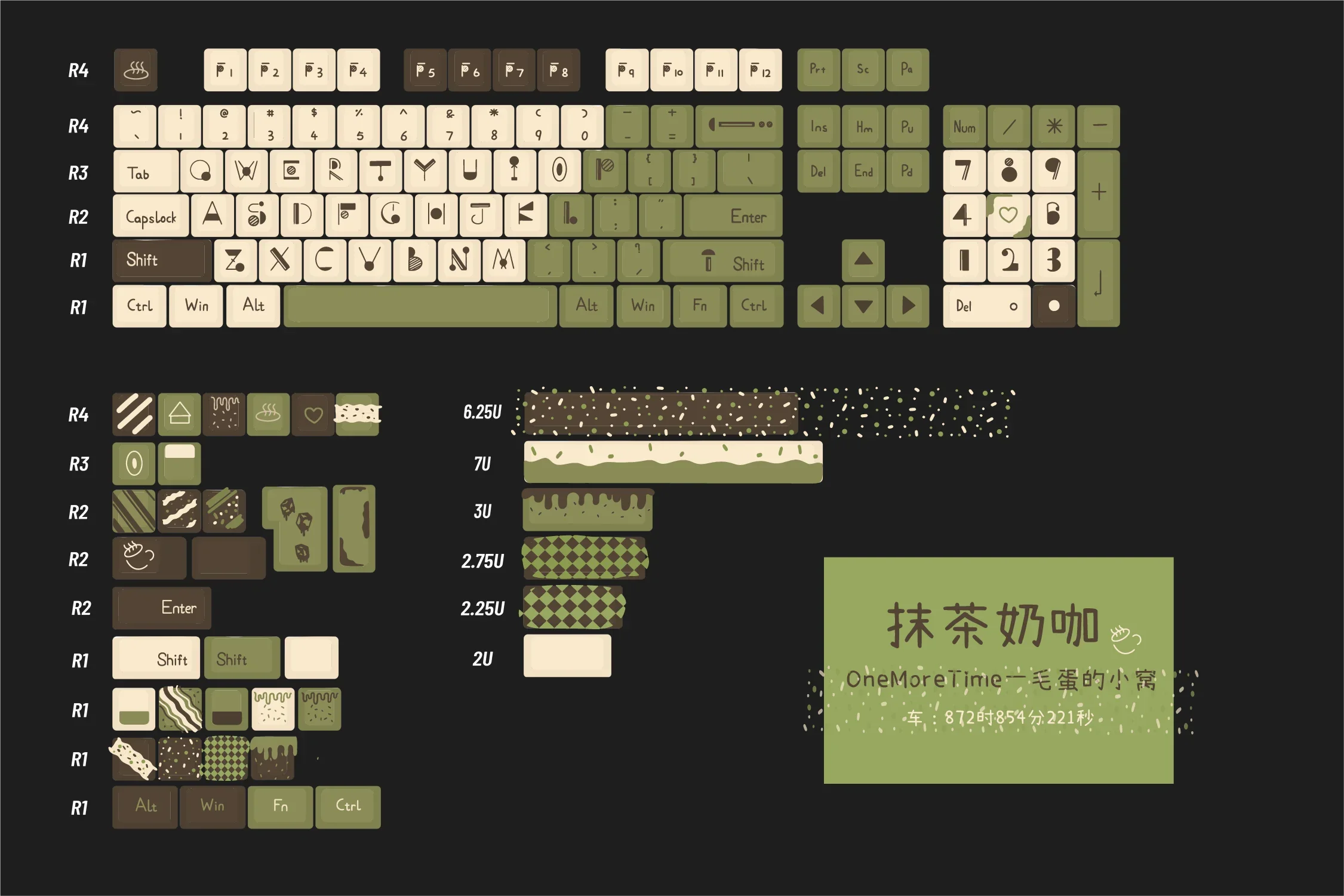 Matcha milk coffee original retro keycap five-sided hot sublimation process pbt material
Matcha milk coffee original retro keycap five-sided hot sublimation process pbt material