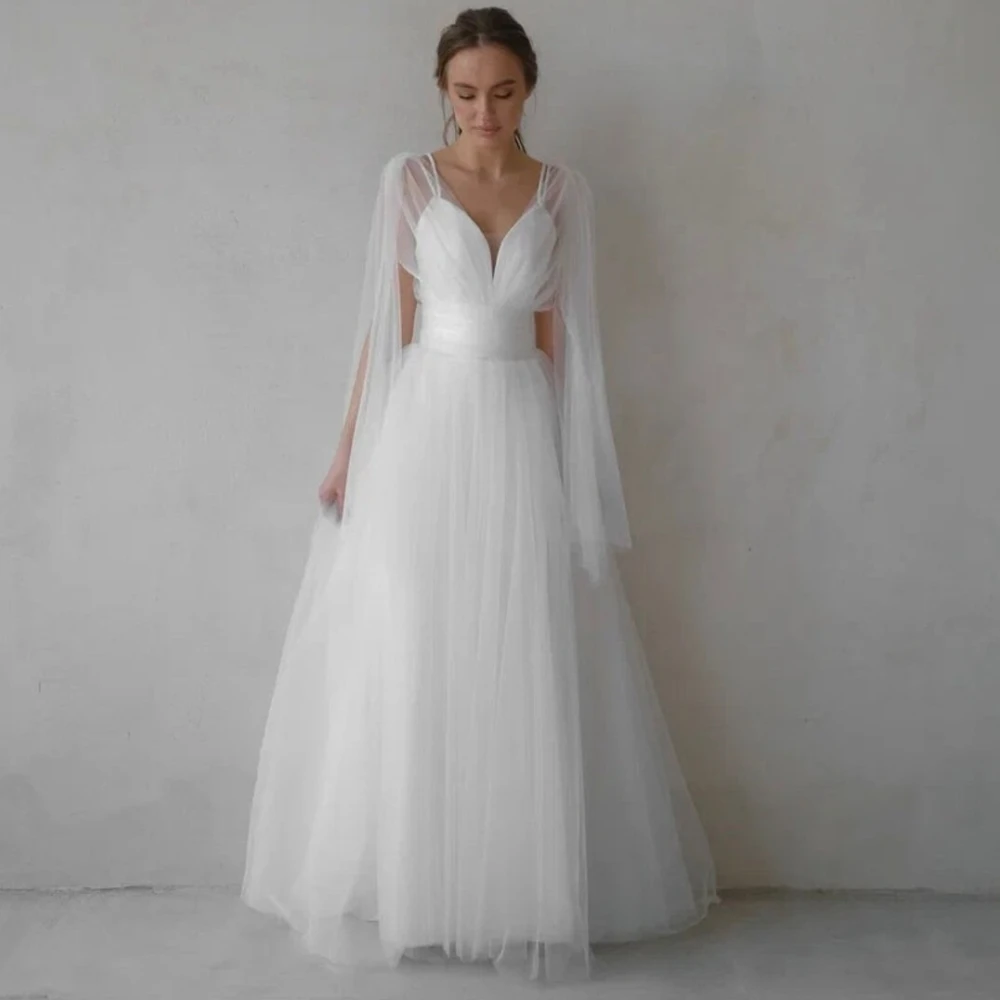 SONDR Spaghetti Strap Maxi Wedding Dresses Gown Tulle A-Line Open Back Off White Brides Vestido De Noiva Women Bridal Dresses
SONDR Spaghetti Strap Maxi Wedding Dresses Gown Tulle A-Line Open Back Off White Brides Vestido De Noiva Women Bridal Dresses