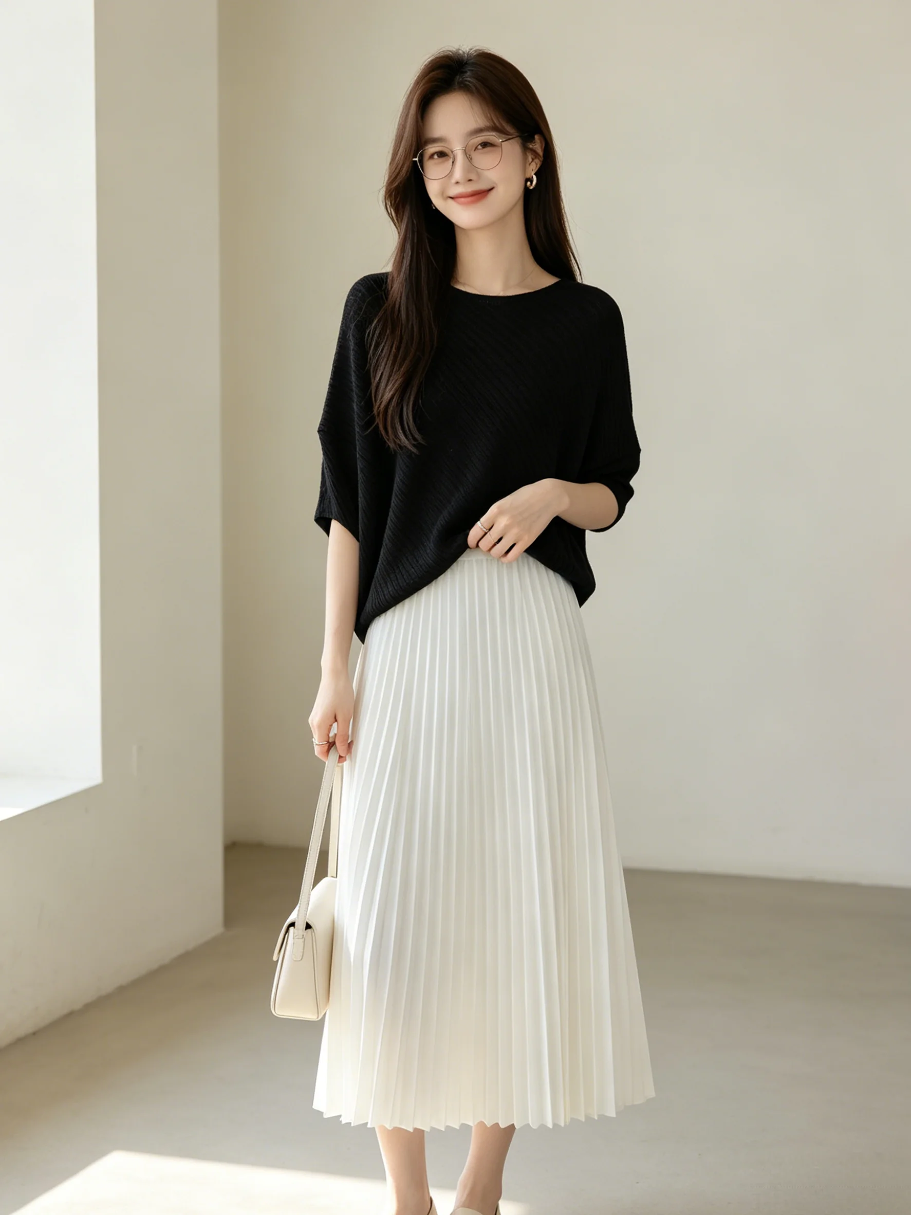 Lushkin Skin-friendly Asymmetrical Knitwear Batwing Sleeve Korean Style Simple Pleated Skirt Set Breathable Casual Wear
Lushkin Skin-friendly Asymmetrical Knitwear Batwing Sleeve Korean Style Simple Pleated Skirt Set Breathable Casual Wear