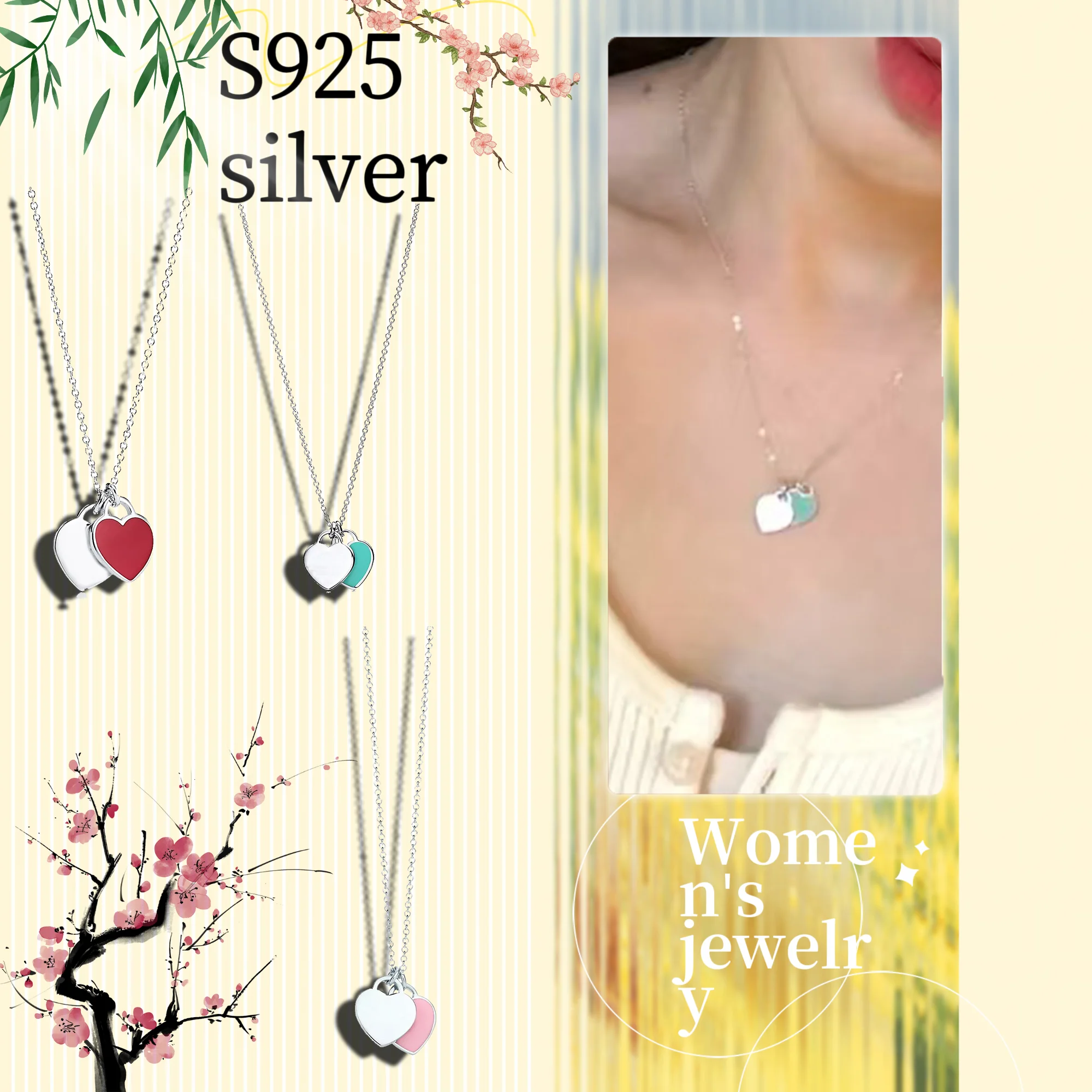 Pure silver S925 women's jewelry heart brand necklace, wedding gift wearing, sweet and romantic gift for girlfriend
Pure silver S925 women's jewelry heart brand necklace, wedding gift wearing, sweet and romantic gift for girlfriend