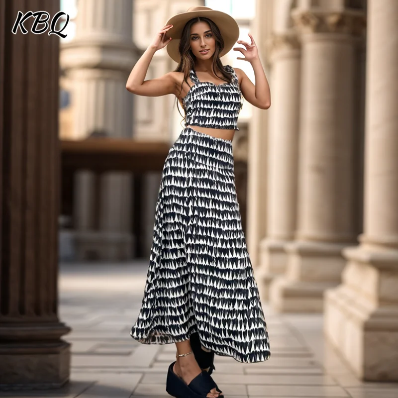 KBQ Hit Color Two Piece Set For Women Square Collar SleevelEss Spliced Lace Up Tops High Waist Long Skirts Casual Sets Female
KBQ Hit Color Two Piece Set For Women Square Collar SleevelEss Spliced Lace Up Tops High Waist Long Skirts Casual Sets Female