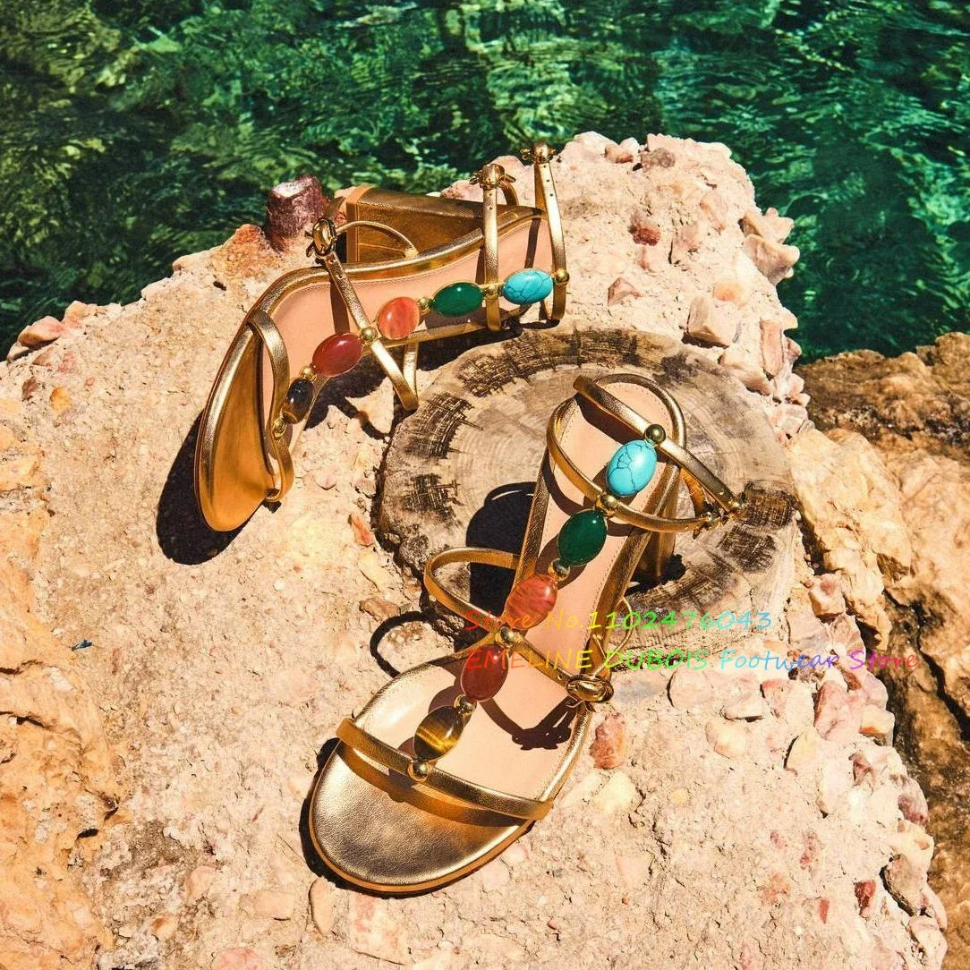 Colorful Gemstone Embellished Chunky Heel Sandals Women Round Open Toe Leather Buckle Strap High Heel Elegant Party Shoes
Colorful Gemstone Embellished Chunky Heel Sandals Women Round Open Toe Leather Buckle Strap High Heel Elegant Party Shoes