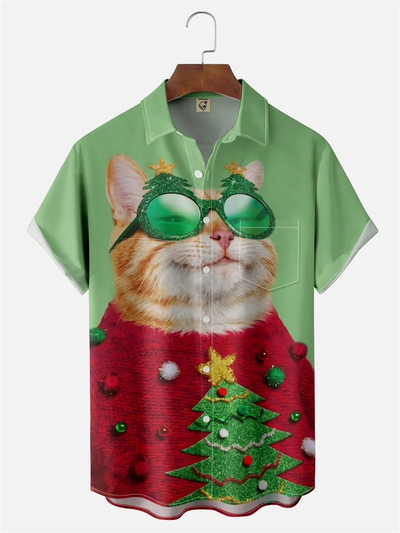 Рождественская мужская рубашка с рисунком животного и кота, рубашка на пуговицах, осенняя рубашка с коротким рукавом, забавная уличная праздничная рубашка с лацканами и 3D принтом, мужская одежда
Рождественская мужская рубашка с рисунком животного и кота, рубашка на пуговицах, осенняя рубашка с коротким рукавом, забавная уличная праздничная рубашка с лацканами и 3D принтом, мужская одежда
