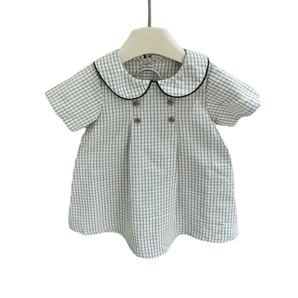 2026 Summer Korean Plaid Dress, Sweet Peter Pan Collar Short Sleeve Cute Princess Gown for Girls for 73-110cm
2026 Summer Korean Plaid Dress, Sweet Peter Pan Collar Short Sleeve Cute Princess Gown for Girls for 73-110cm